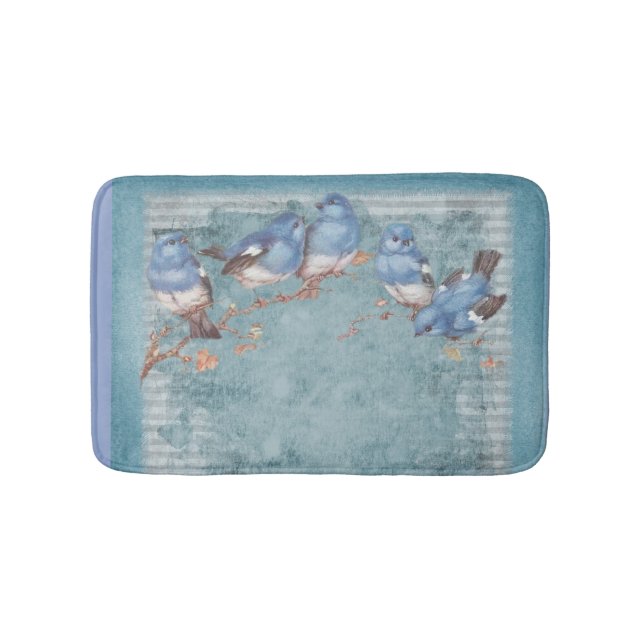 Vintage Shabby chic Söt Blommigt Birds Badrumsmatta (Framsidan)