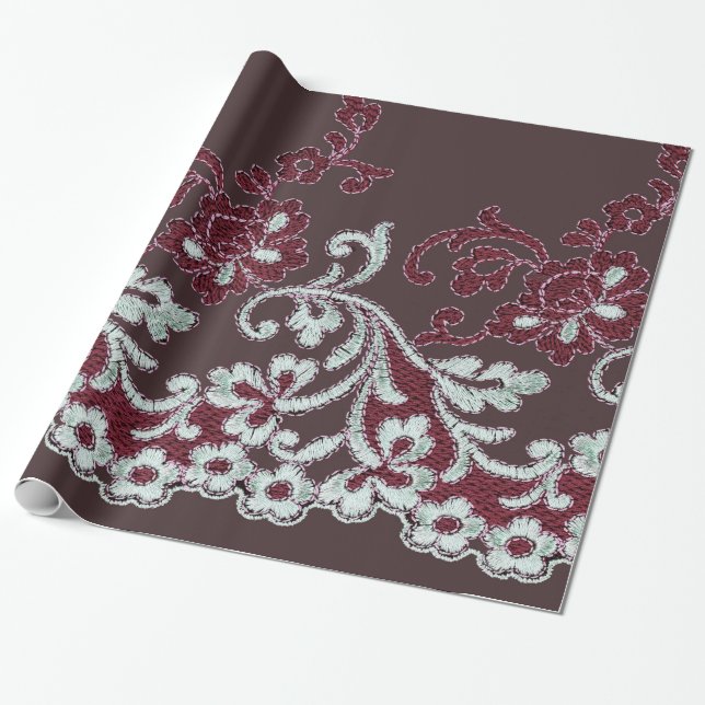 Vintage shabby-chic spets presentpapper (Utrullad)