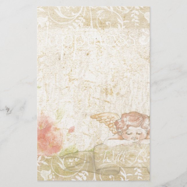 Vintage Shabby chic Sweet Angelique Brevpapper (Framsida)