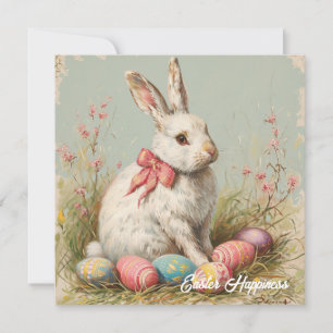 Vintage Shabby chic Victorian Påsk kanin Julkort