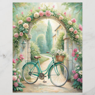 Vintage Shabby Mintgrönt Trädgårds Scrapbookpapper