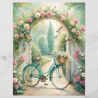Vintage Shabby Mintgrönt Trädgårds Scrapbookpapper