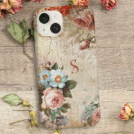 Vintage Shabby Rustic Ro & Monogram<br><div class="desc">Rustic vintage rosa ros och blå vilda blommor på en Shabby-nödlidande miljökomponent med redigerbar text fält för ditt namn eller monogram.</div>