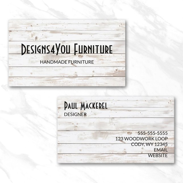 Vintage Shabby Vit Trä Visitkort (Vintage Shabby White Wood Business Card)