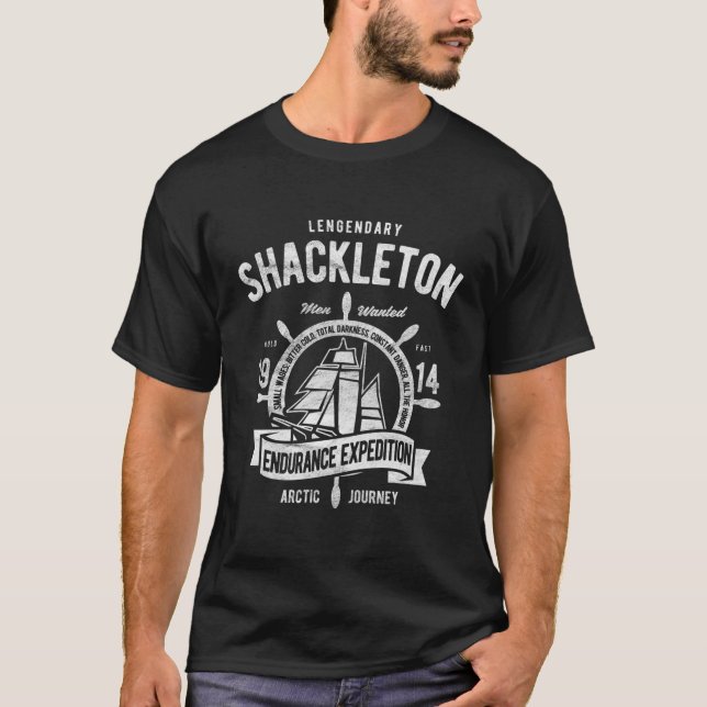 Vintage Shackleton Expedition Antarctica T Shirt (Framsida)