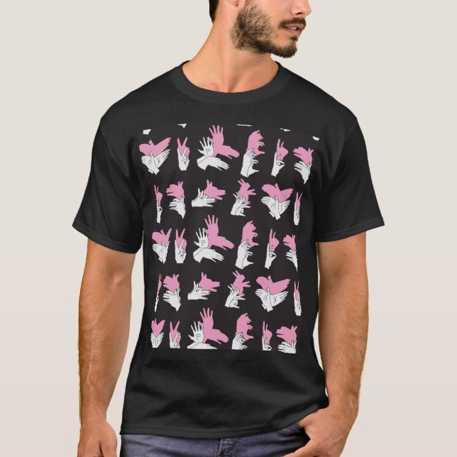 Vintage Shadow Hand Mönsterdesign T Shirt (Framsida)