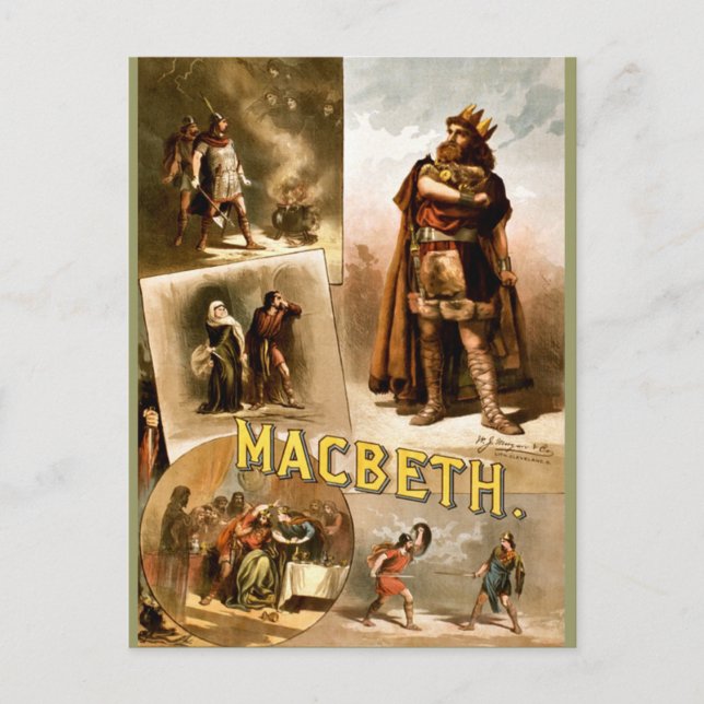 Vintage - Shakespeares Macbeth, 1884 Vykort (Framsida)