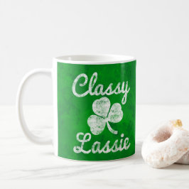Vintage Shamrock Classy Lassie St. Patricks Day Kaffemugg