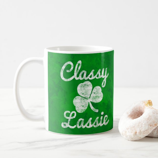 Vintage Shamrock Classy Lassie St. Patricks Day Kaffemugg (Med munk)