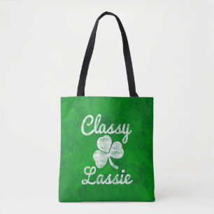 Vintage Shamrock Classy Lassie St. Patricks Day Tygkasse