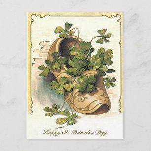 Vintage Shamrock Clog St patrick's day Card Vykort
