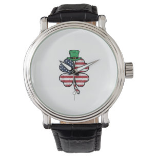 Vintage Shamrock Flag St. Patrick's Day Armbandsur