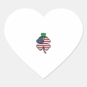 Vintage Shamrock Flag St. Patricks Day Hjärtformat Klistermärke