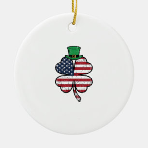 Vintage Shamrock Flag St. Patricks Day Julgransprydnad Keramik