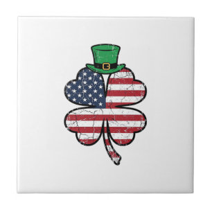 Vintage Shamrock Flag St. Patrick's Day Kakelplatta