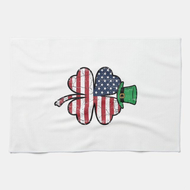 Vintage Shamrock Flag St. Patrick's Day Kökshandduk (Horisontell)