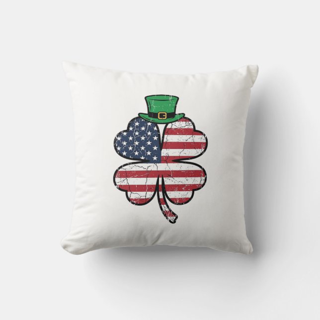 Vintage Shamrock Flag St. Patricks Day Kudde (Framsida)