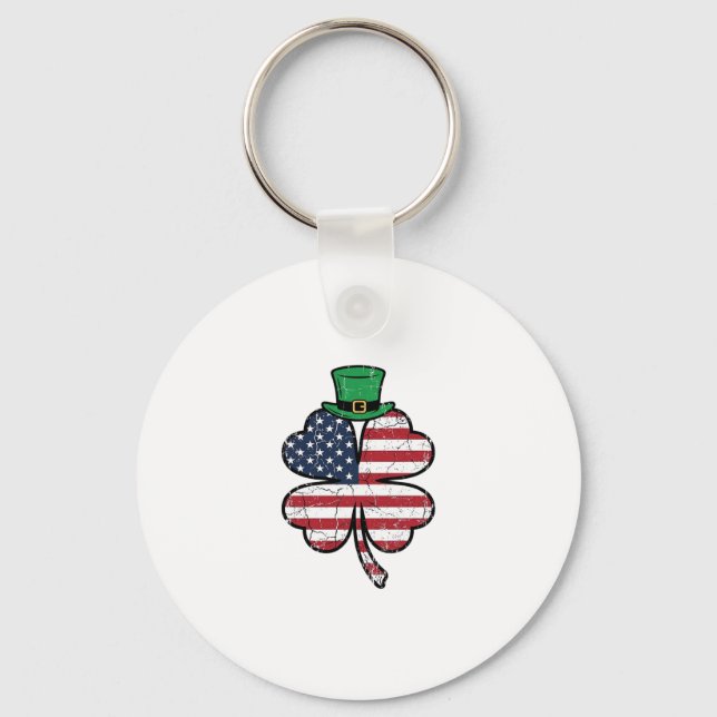 Vintage Shamrock Flag St. Patricks Day Nyckelring (Framsida)