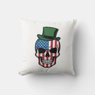Vintage Shamrock Skull Flagga Vektor Design_1 Kudde
