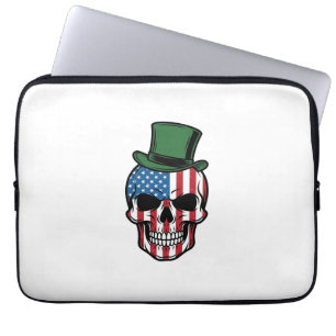 Vintage Shamrock Skull Flagga Vektor Design_1 Laptop Fodral