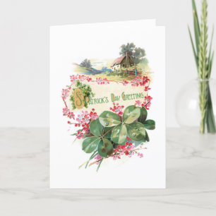 Vintage Shamrocks St. Patrick Day Hälsning Helgkort