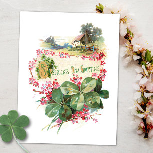 Vintage Shamrocks St. Patrick Day Hälsning Vykort