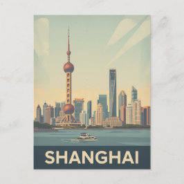Vintage Shanghai Skyline Vykort