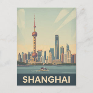 Vintage Shanghai Skyline Vykort