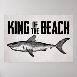Vintage Shark Beach Kung Poster
