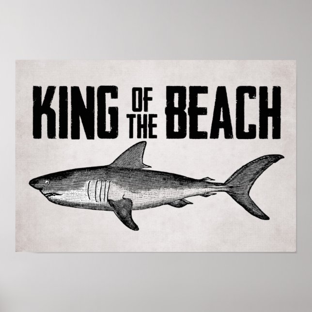 Vintage Shark Beach Kung Poster (Framsidan)