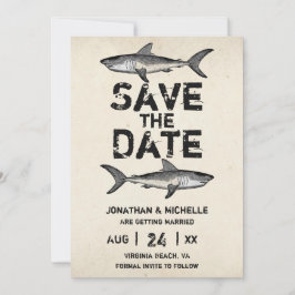 Vintage Shark Beach Wedding Spara Datumet