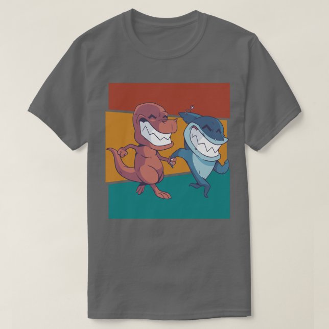 Vintage Shark Dinosaur Pullover T Shirt (Design framsida)