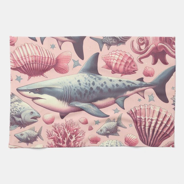 Vintage Shark Seamless Kökshandduk (Horisontell)