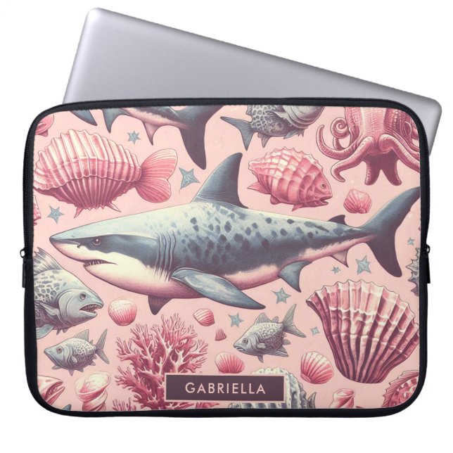 Vintage Shark Seamless Laptop Fodral (Framsidan)