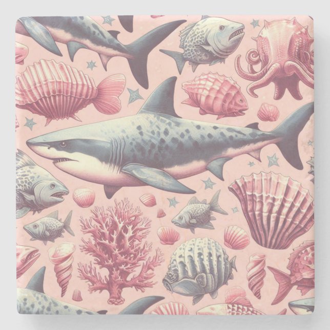 Vintage Shark Seamless Stenunderlägg (Framsidan)