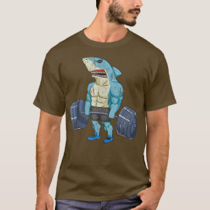 Vintage Shark Weightlyftande BodyBuilder-muskel An T Shirt