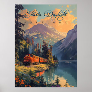 Vintage Shasta Daylight Tåg Poster