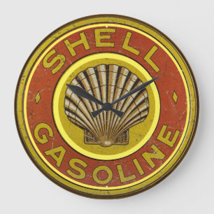 Vintage Shell Gasoline Sign on a Stor Klocka