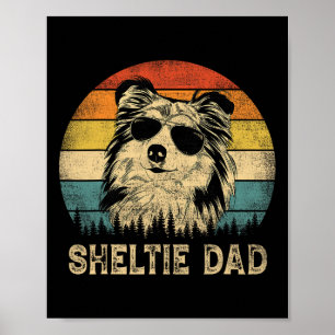 Vintage Sheltie Pappa Hundälskare Far&#; s Day Tee Poster