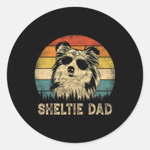 Vintage Sheltie Pappa Hundälskare Far&#; s Day Tee Runt Klistermärke