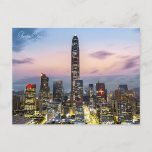 Vintage shenzhen China chinese Travel vattenfärg Vykort
