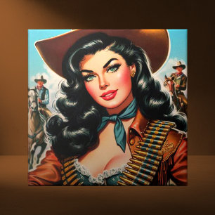 Vintage sheriff Pin-up Kakelplatta