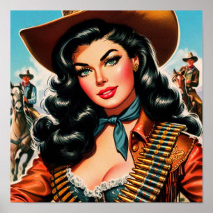 Vintage sheriff Pin-up Poster