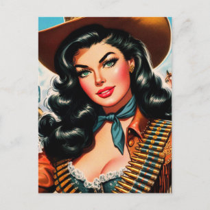 Vintage sheriff Pin-up Vykort
