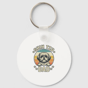 Vintage Shih Tzu Pappa Hund Älskare T-Shirt Design Nyckelring
