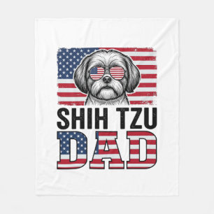 Vintage Shih Tzu Pappa Patriotisk Hund Tröja Desig Fleecefilt