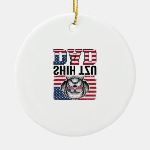 Vintage Shih Tzu Pappa Patriotisk Hund Tröja Desig Julgransprydnad Keramik