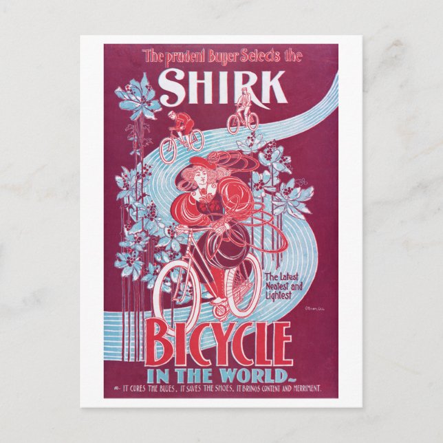 Vintage Shirk cykelreklam Vykort (Framsida)