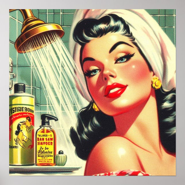 Vintage Shower Pin Up Poster (Framsidan)