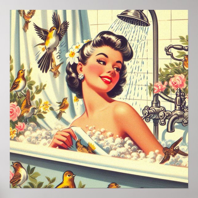Vintage Shower Pin Up Poster (Framsidan)